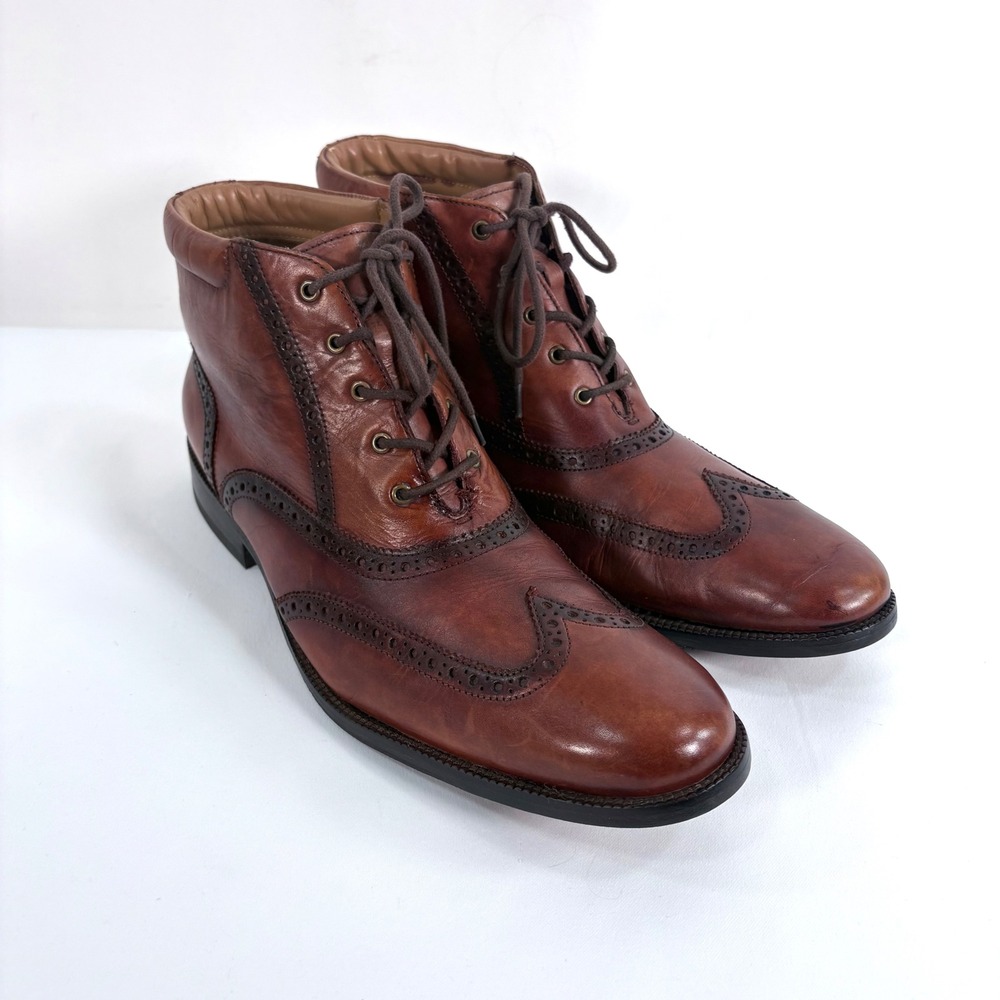 Cole Haan Wingtip Boot Brown Leather Brogue Lace Up C20286 Mens 12 M